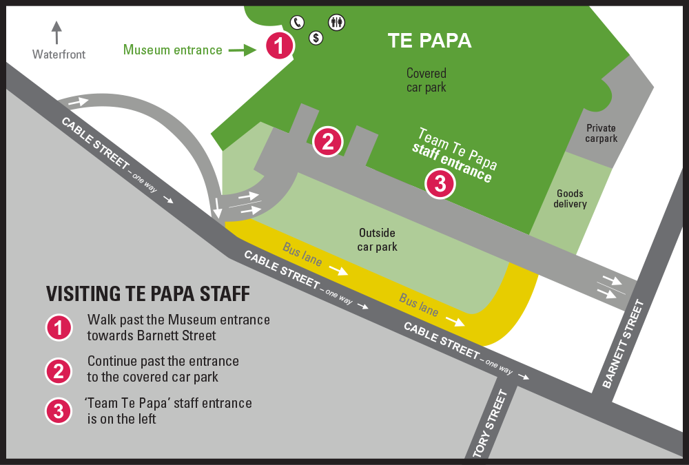 Te Papa staff entrance map