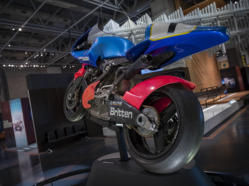 Close up of a motorbike in the museum