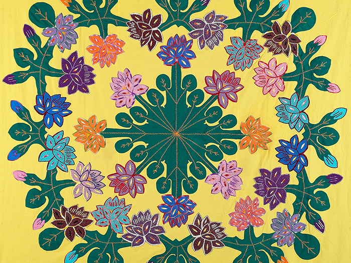 Tivaevae yellow patchwork quilt