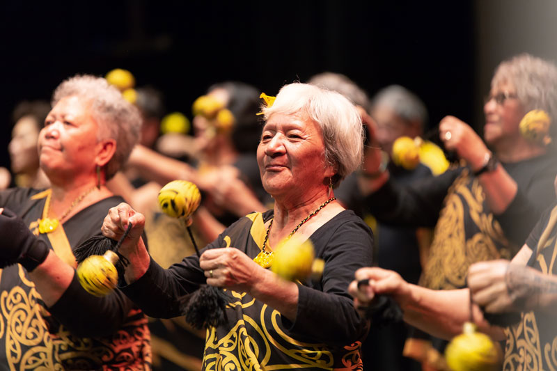 Ladies perform a waiata (song)